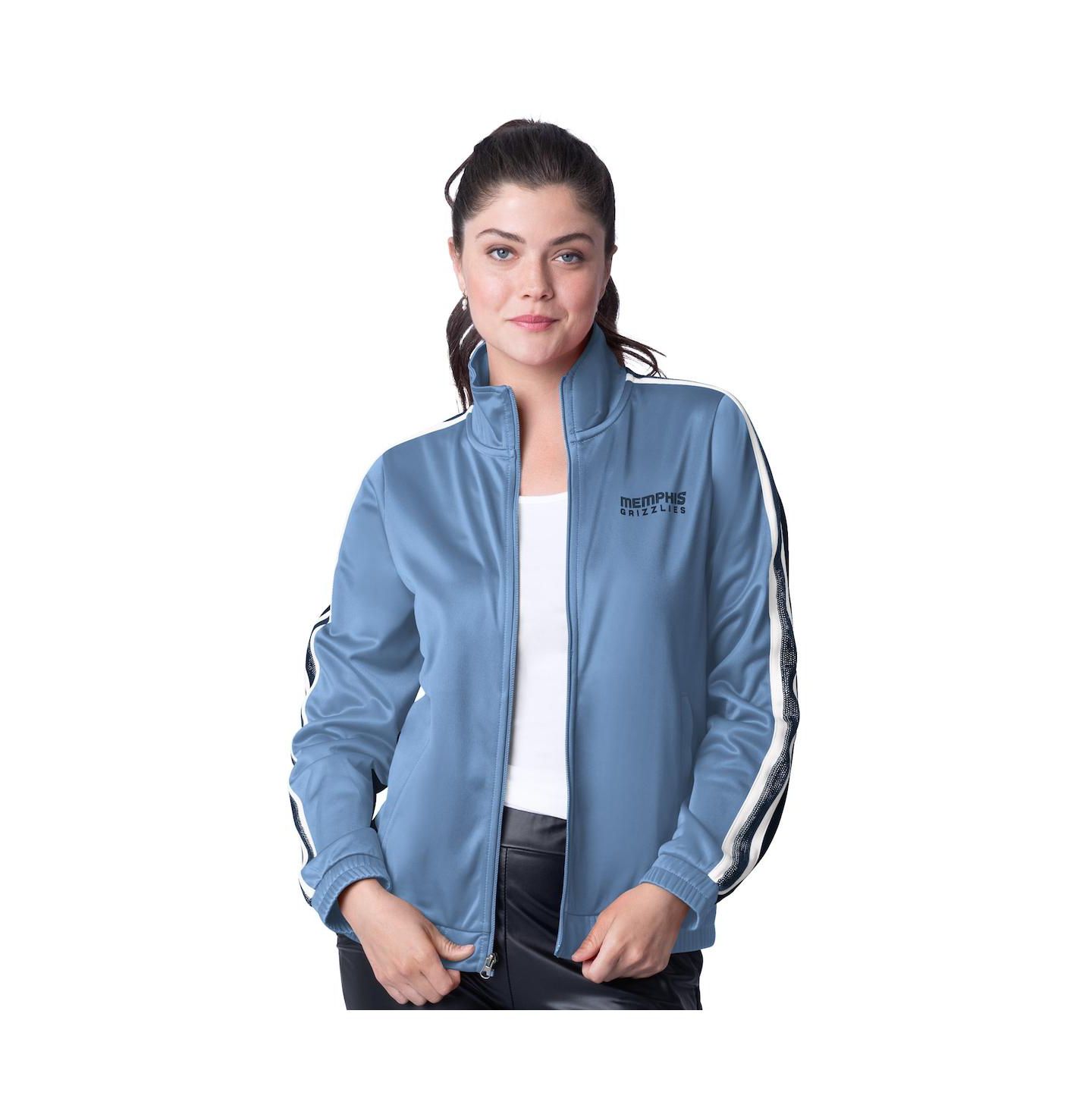 Женская куртка G-III 4Her by Carl Banks Light Blue/Navy Memphis Grizzlies Rebel Sequin Bling Full-Zip Track Jacket — фото 1