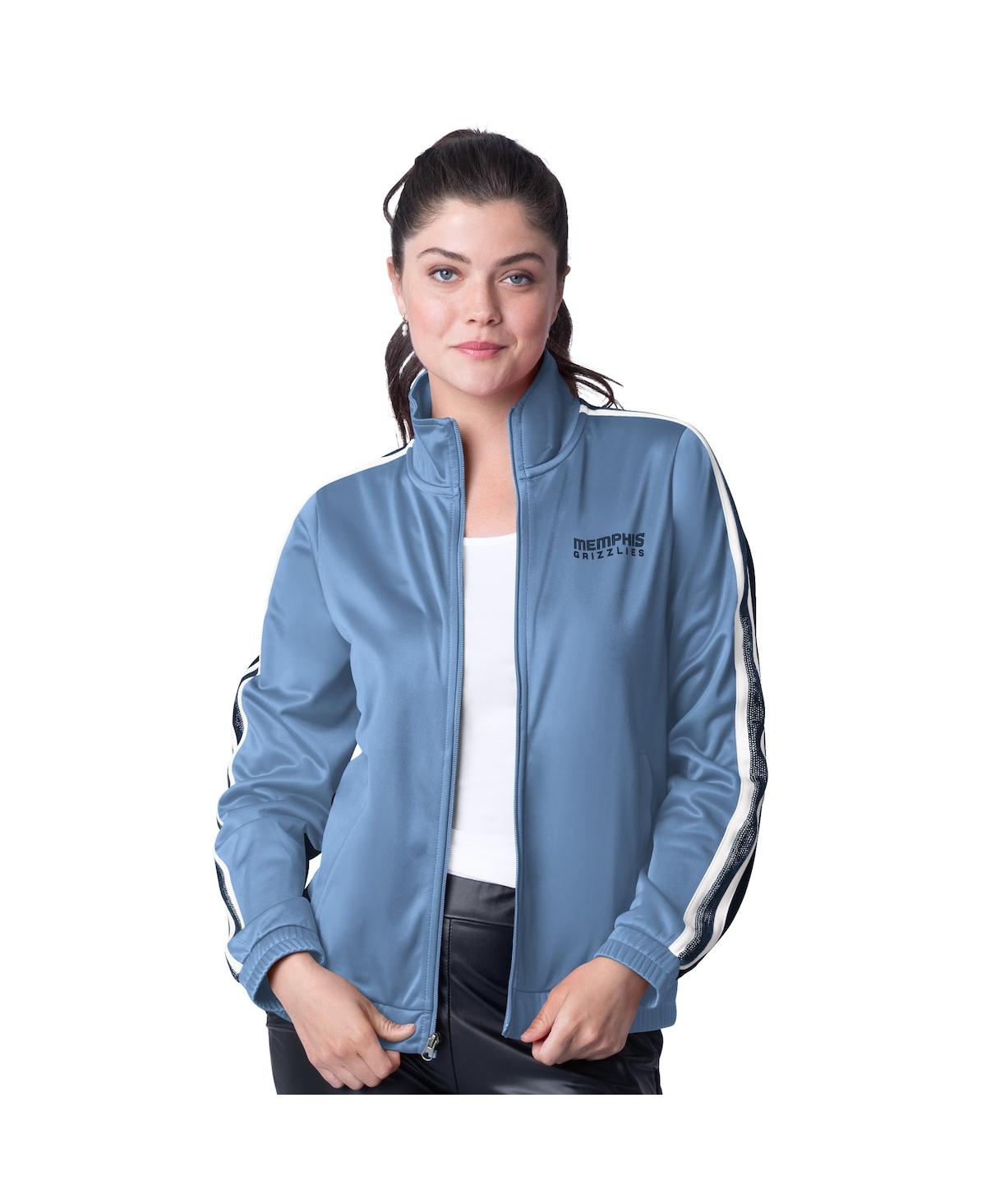 Women's Light Blue/Navy Memphis Grizzlies Rebel Sequin Bling Full-Zip Track Jacket - Light Blue, Navy