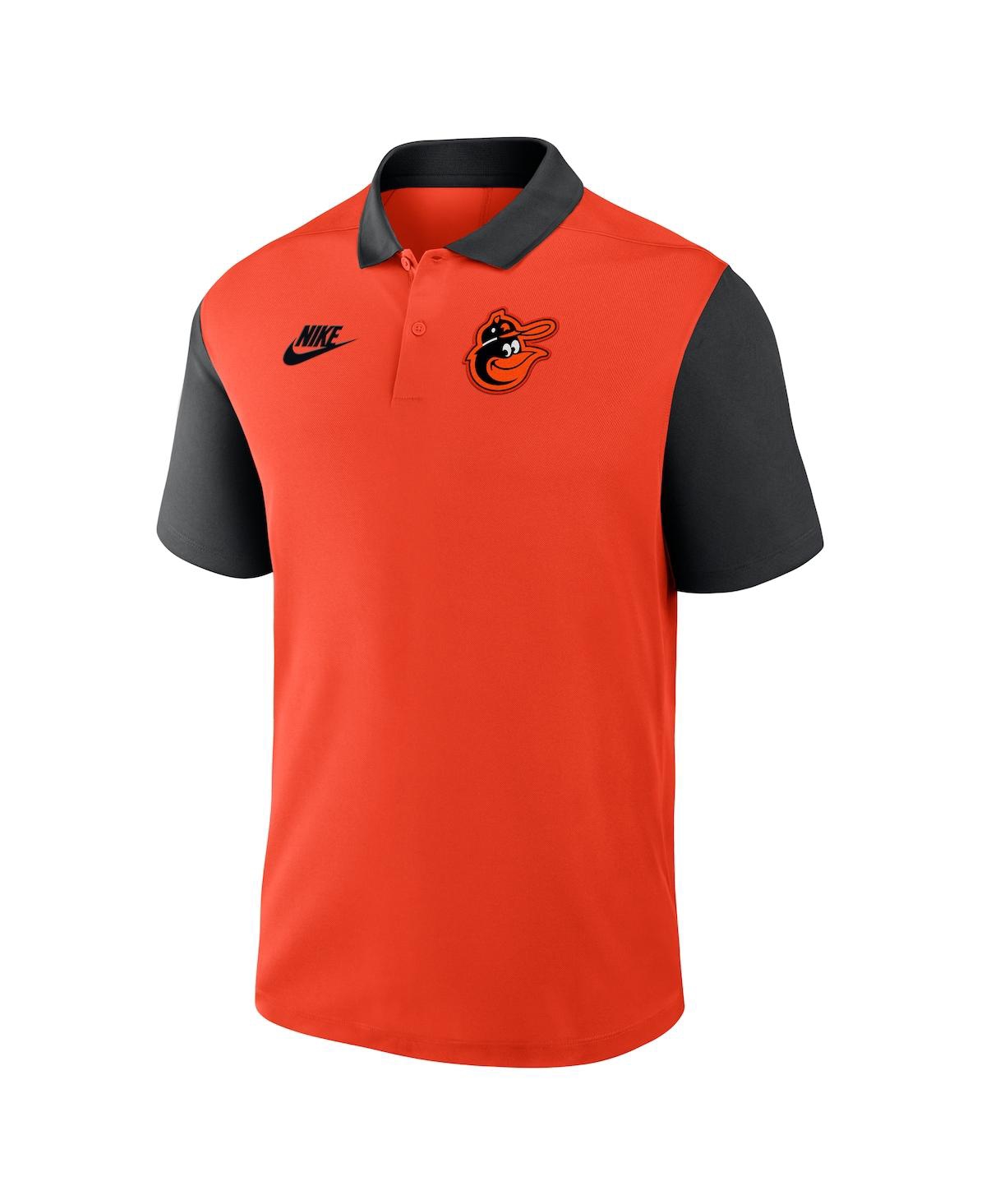 Nike Men's Orange/black Baltimore Orioles Cooperstown Collection Color Block Victory Performance Polo Shi