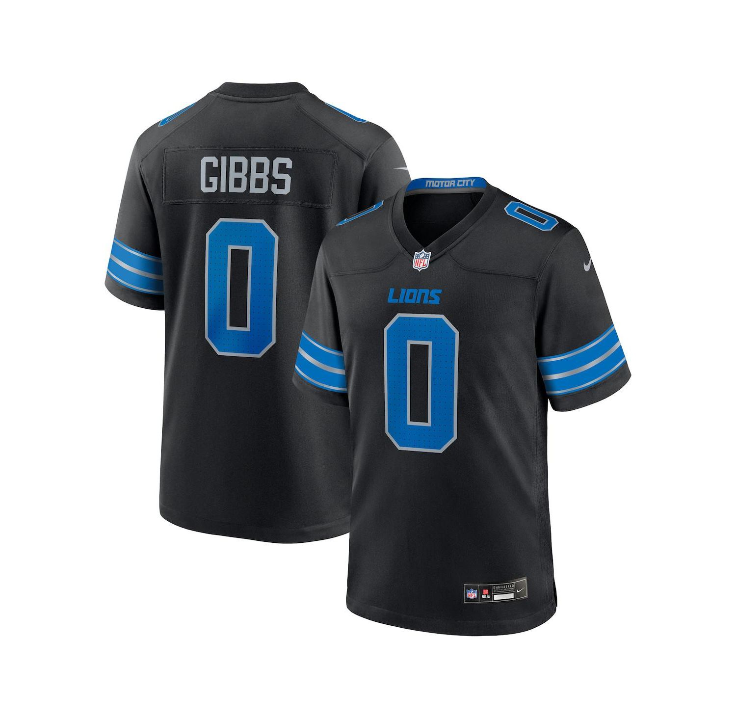 Men's Jahmyr Gibbs Black Detroit Lions 2nd Alternate Game Player Jersey
