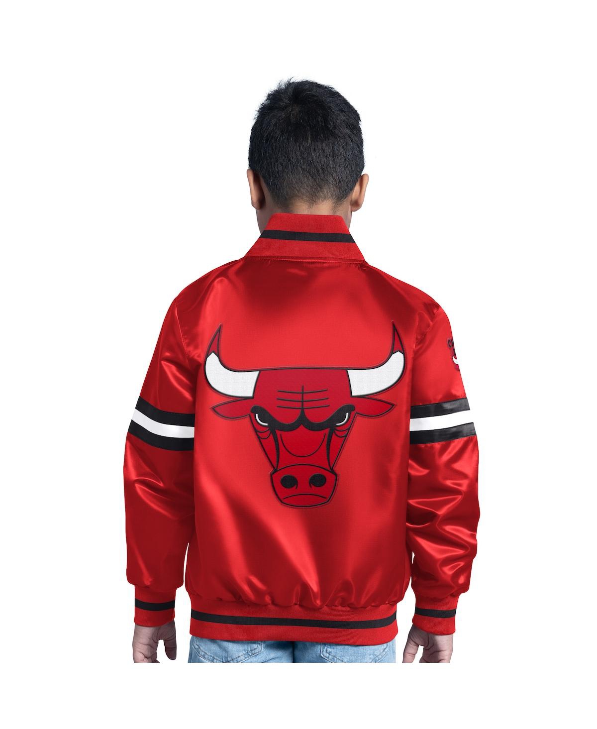 Starter Big Boys And Girls Red Chicago Bulls Scrimmage Full-snap Varsity Jacket
