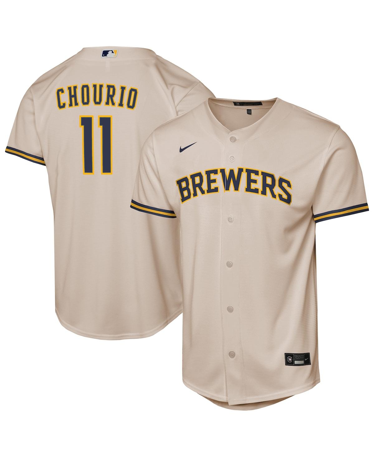 Nike Big Boys and Girls Jackson Chourio Cream Milwaukee Brewers Home Replica Player Jersey - Cream