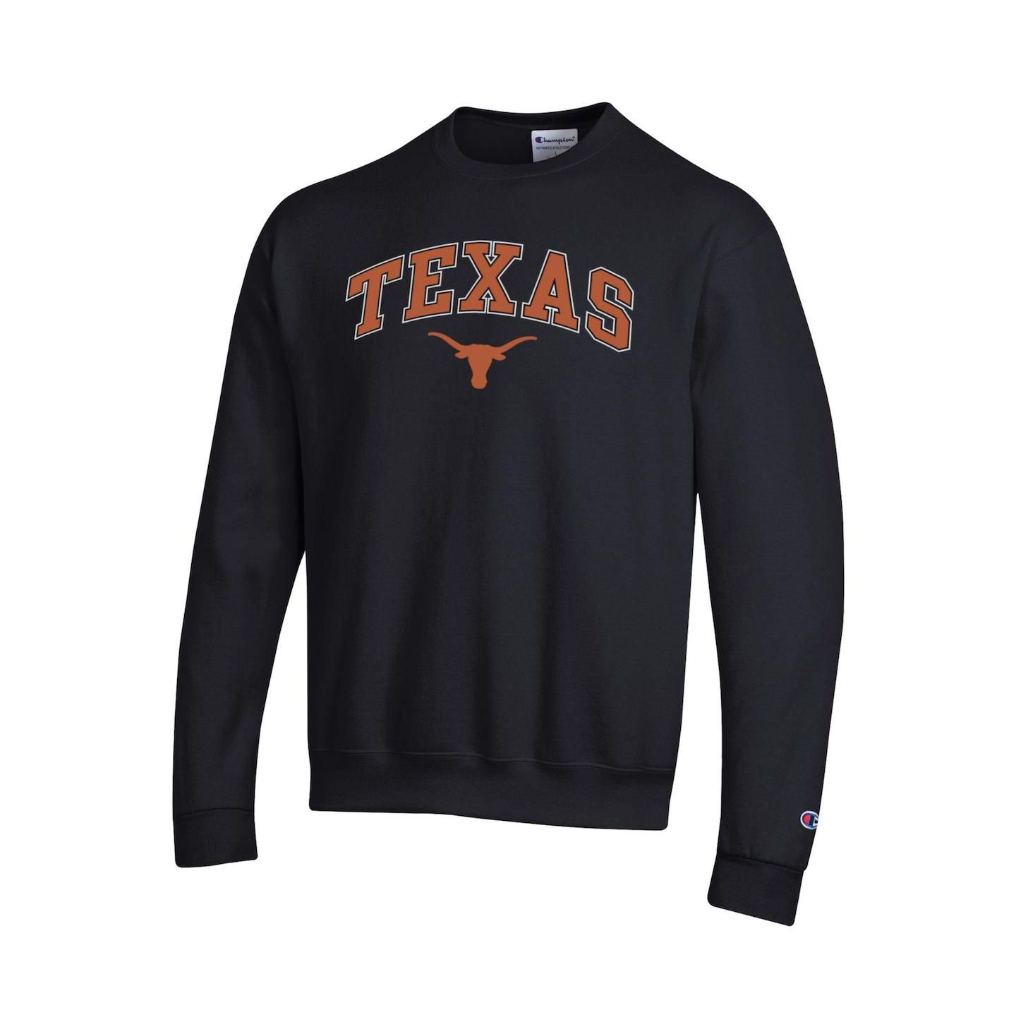 Мужская толстовка Champion Texas Orange Texas Longhorns Arch Over Logo Pullover, цвет: Чёрный — фото 3