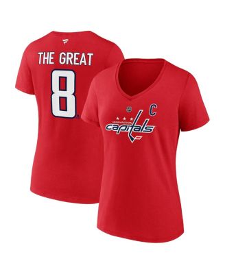 Fanatics - Women's Alexander Ovechkin Athletic Red Washington Capitals NHL All-Time Leading Goal Scorer The Great 8 Name Number V-Neck T-Shirt