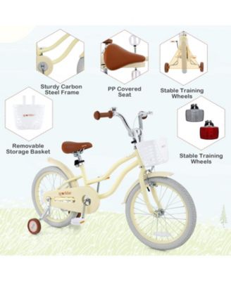 18 Inch Kids Bike Adjustable with Training Wheels Ages 3-8 Years Olds