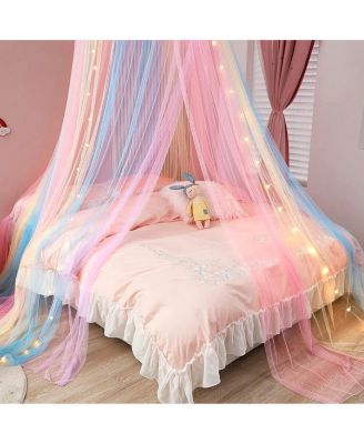 Breathable Juvi Princess Rainbow Color Hanging Dome Canopy Tent Curtain Drape