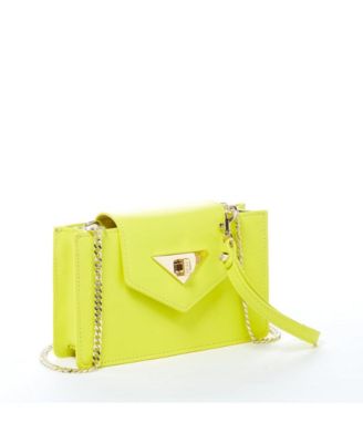 Bright Yellow Mini Crossbody Purse Chain Strap Leather Wristlet Women's Handbag