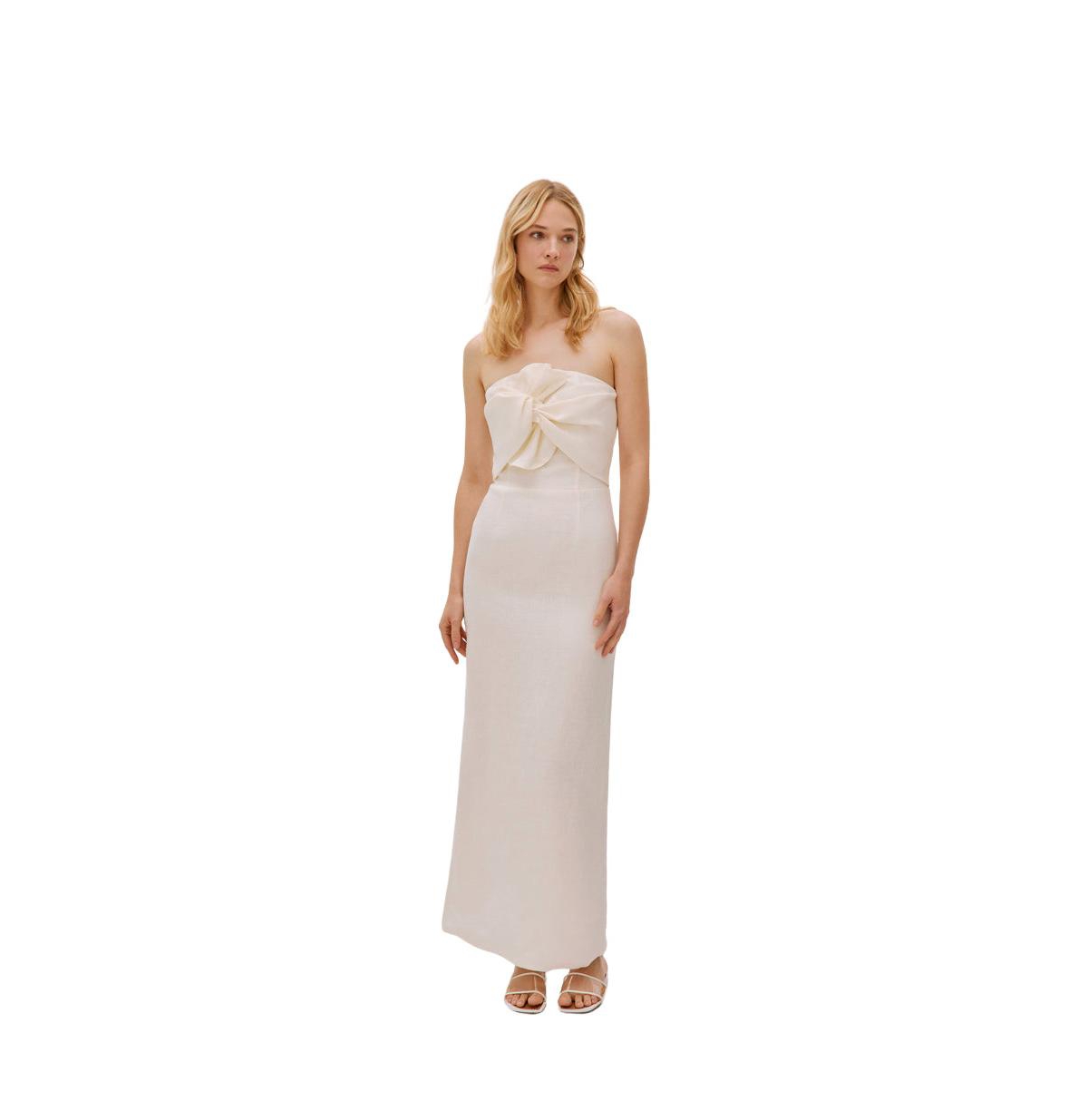 Women's Alaia Linen Twist Maxi Dress - White