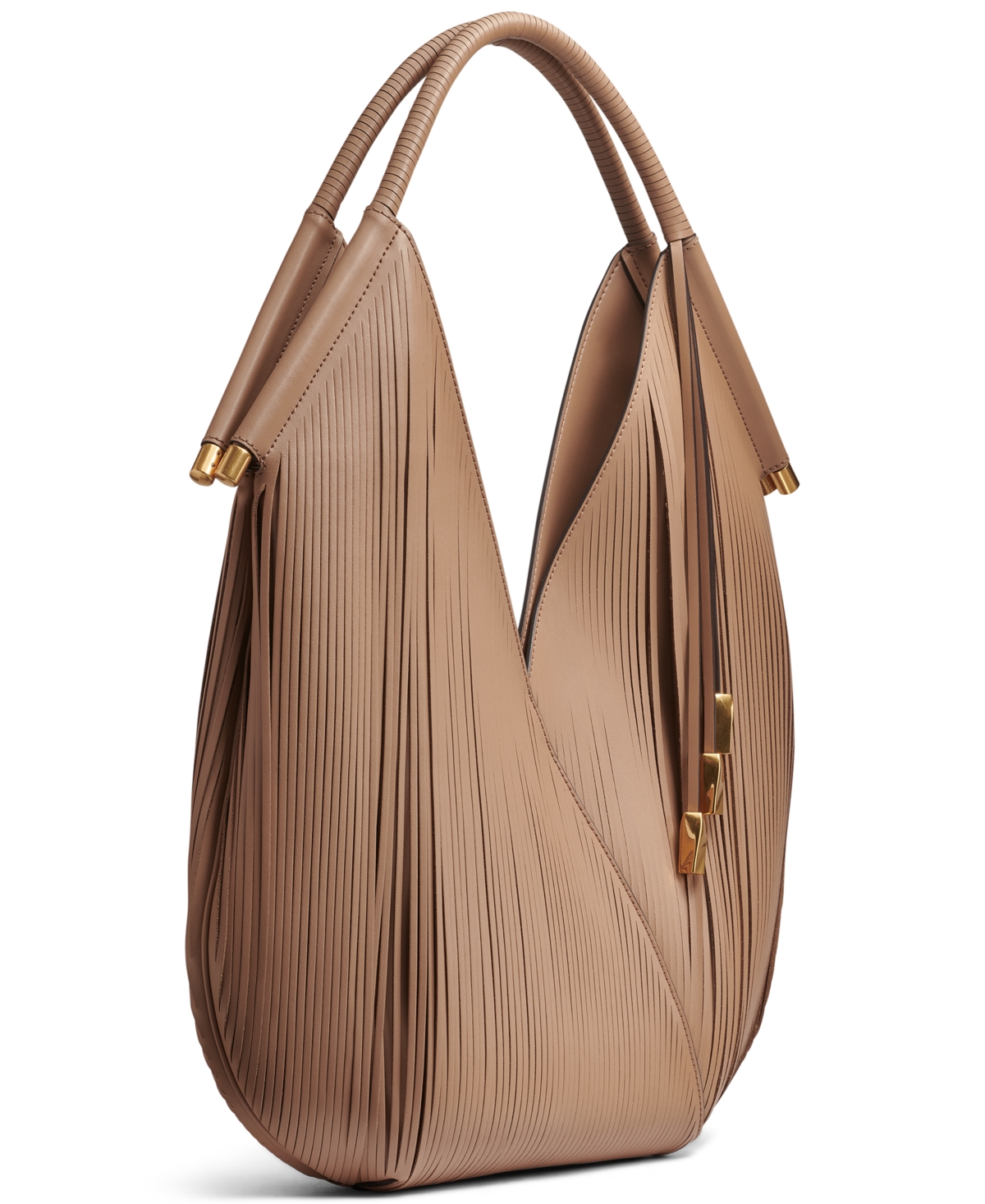 DONNA KARAN DONNA KARAN BALDWIN LARGE LASER-CUT SHOULDER WITH LEATHER WRAPPED ROUNDED HANDLE 