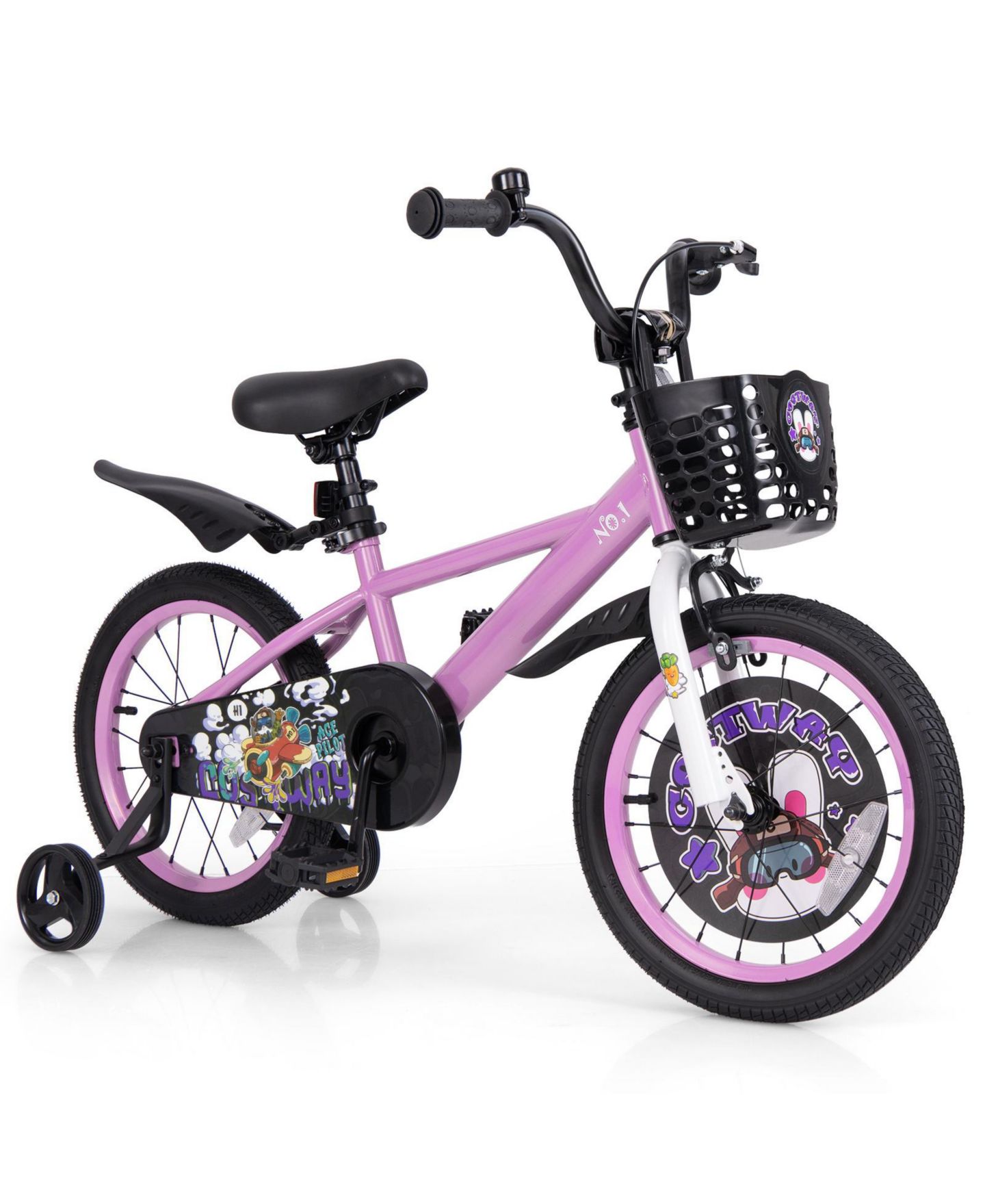 Детская игрушка Mecale 18-Inch Adjustable Kids Bike with Training Wheels, Ages 4-8, цвет: Розовый — фото 1