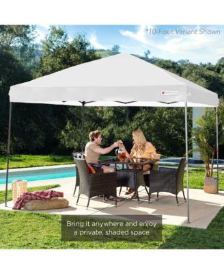 8x8ft Easy Setup Pop Up Canopy w/ 1-Button Setup, Wheeled Case, 4 Weight Bags