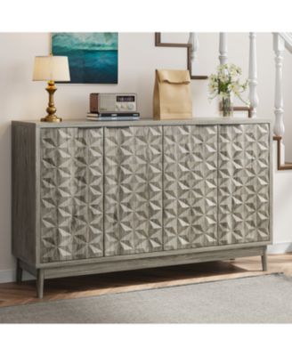 Modern Grey Buffet Cabinet with 4 Doors