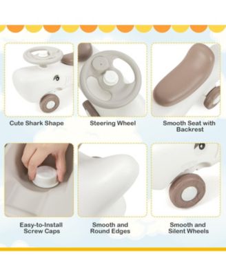 Convertible Rocking Horse and Sliding Car with Detachable Balance Board-Black