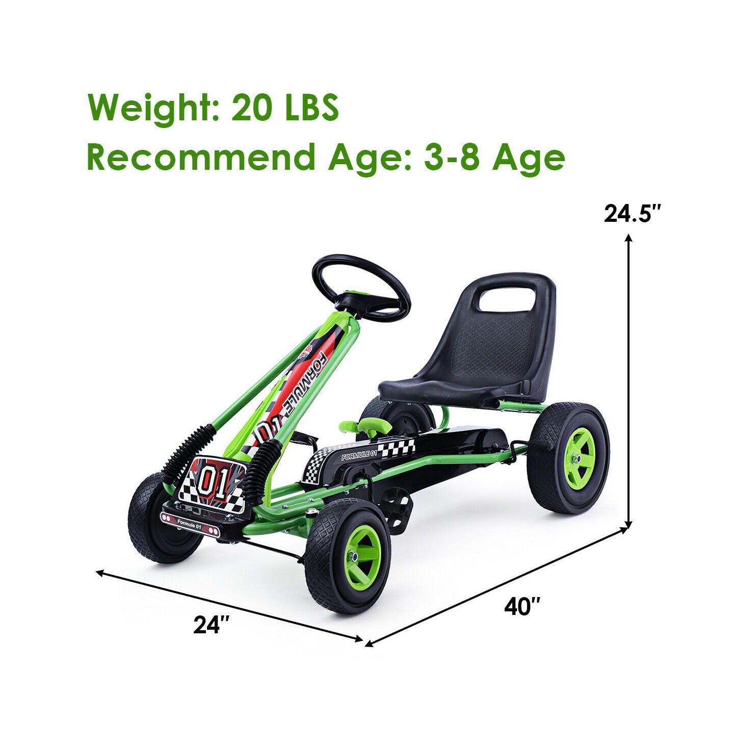 Детская игрушка Mecale 4-Wheel Pedal-Powered Go-Kart with Balancing System and Adjustable Seat, Ages 3+, цвет: Зелёный — фото 3