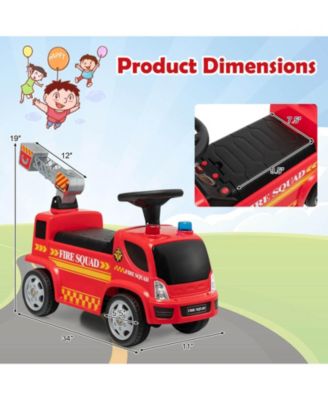 Kids Push Ride On Fire Truck with Ladder Bubble Maker and Headlights