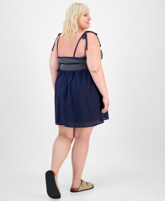 Trendy Plus Two-Tone Smocked-Bust Dress