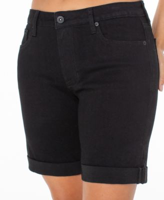 Juniors' Cuffed Hem Bermuda Denim Shorts