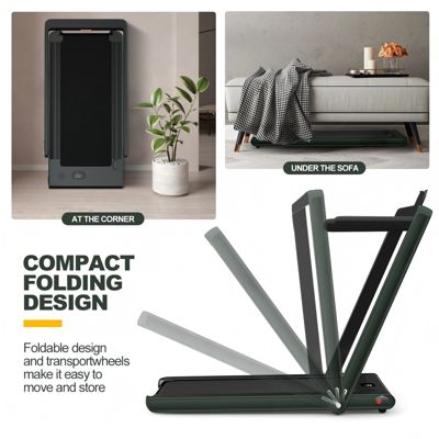 2-in-1 Electric Motorized Folding Treadmill with Dual Display and Speaker