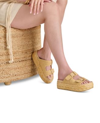 Women's Falyn Platform Double Buckle Raffia Woven Footbed Sandals