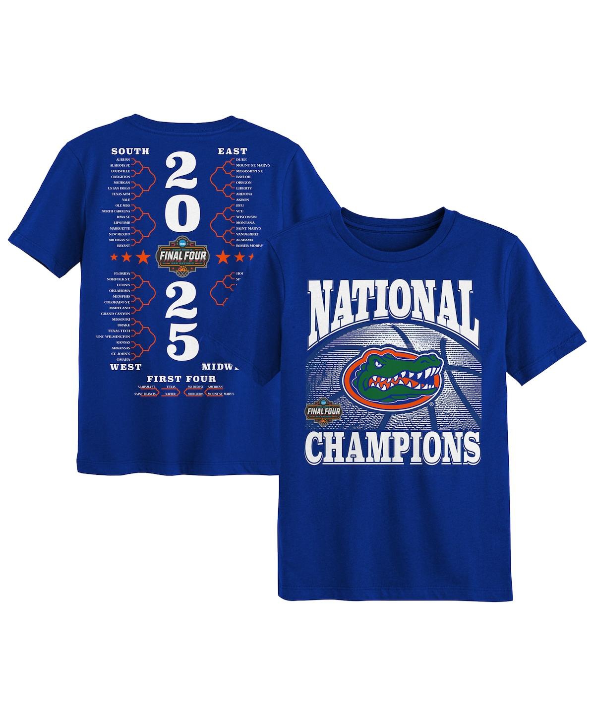 Outerstuff Kids' Preschool Royal Florida Gators 2025 Ncaa Men's Basketball National Champions Bracket T-shirt