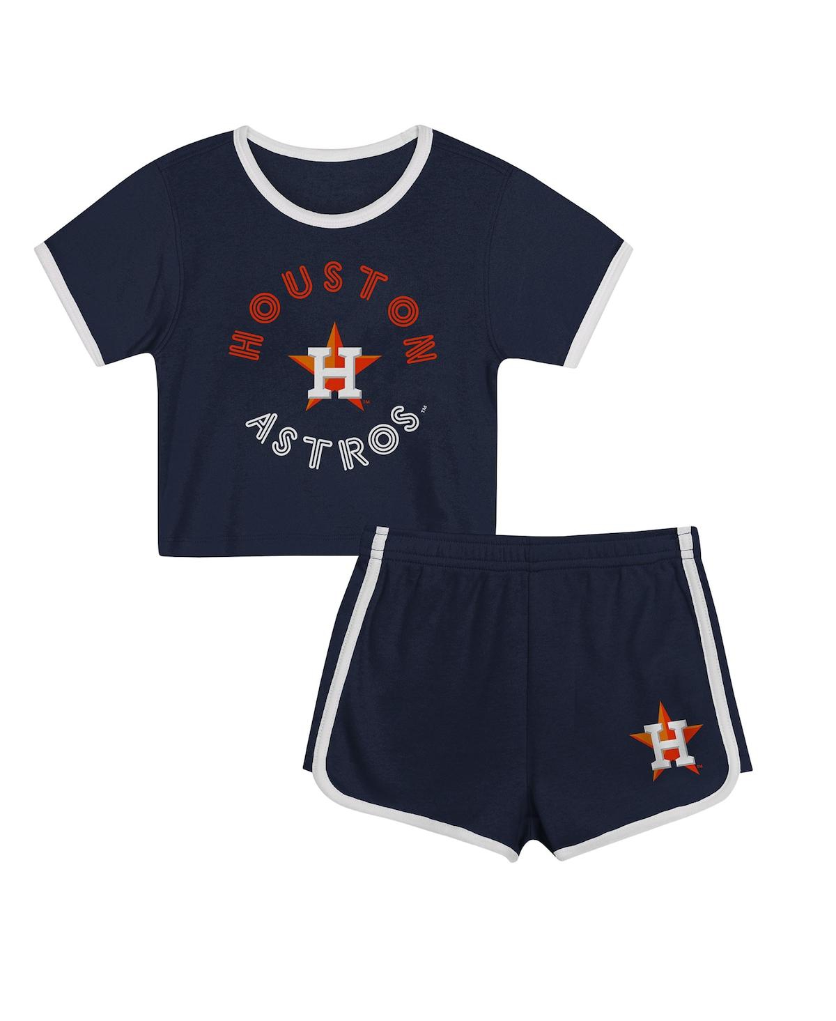 Outerstuff Babies' Toddler 2-piece Navy Houston Astros Double Run T-shirt And Shorts Set