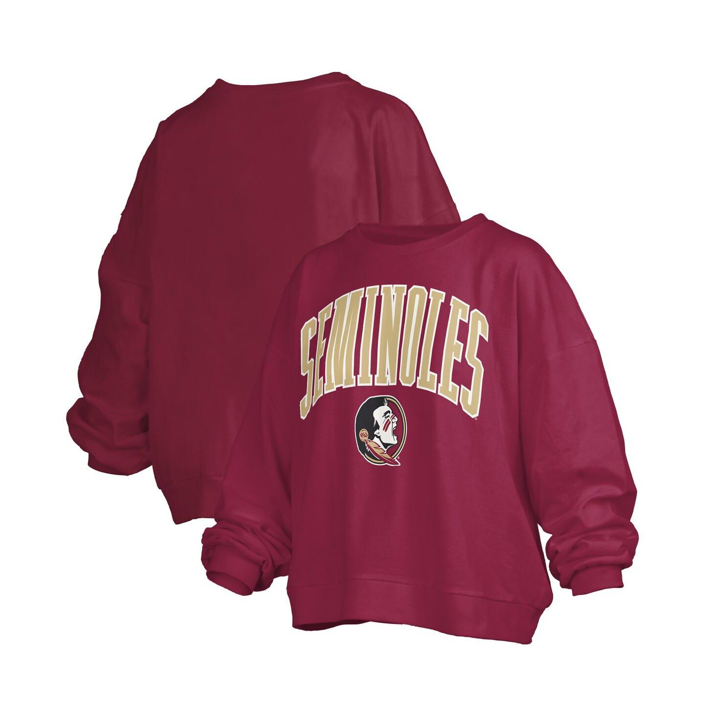Женская толстовка Pressbox Garnet Florida State Seminoles Janise Arch Over Logo Waist Length Oversized Pullover — фото 1