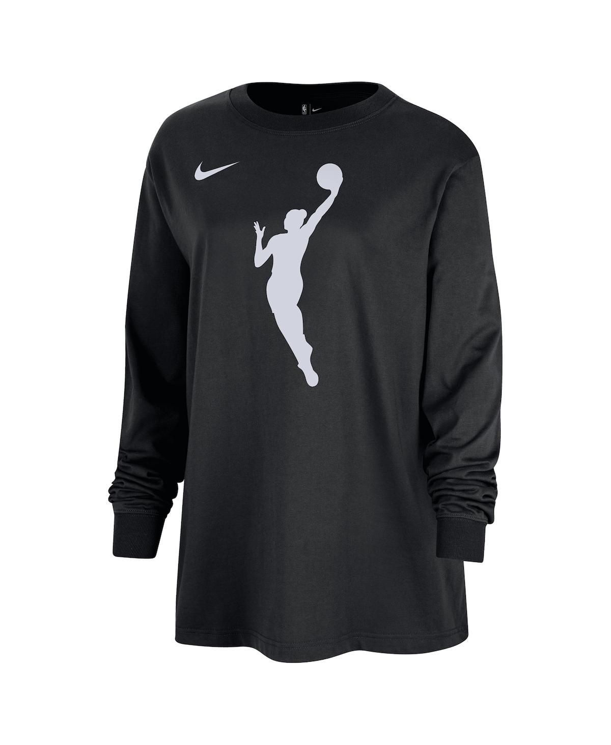 Nike Women's Black Wnba Jump Woman Logo Boyfriend Oversized Long Sleeve T-shirt