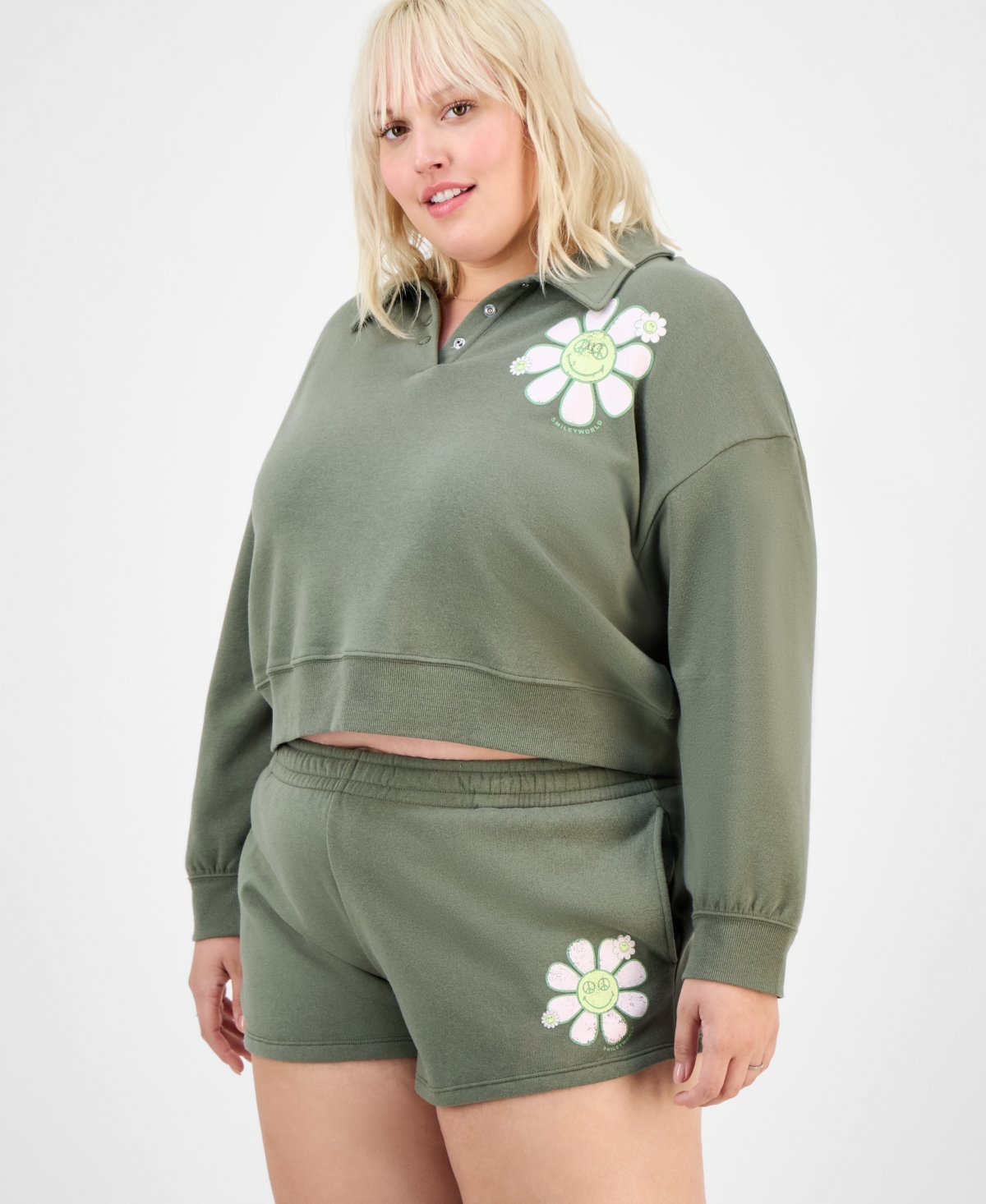 Trendy Plus Size Pull-On Shorts - Pink