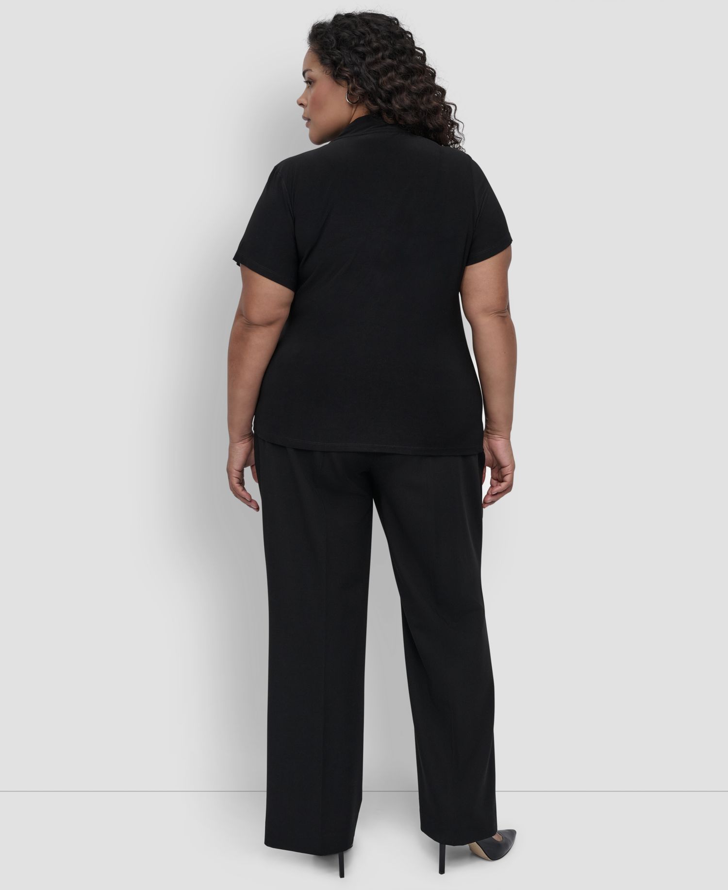 Plus Size Short-Sleeve Faux-Wrap Top