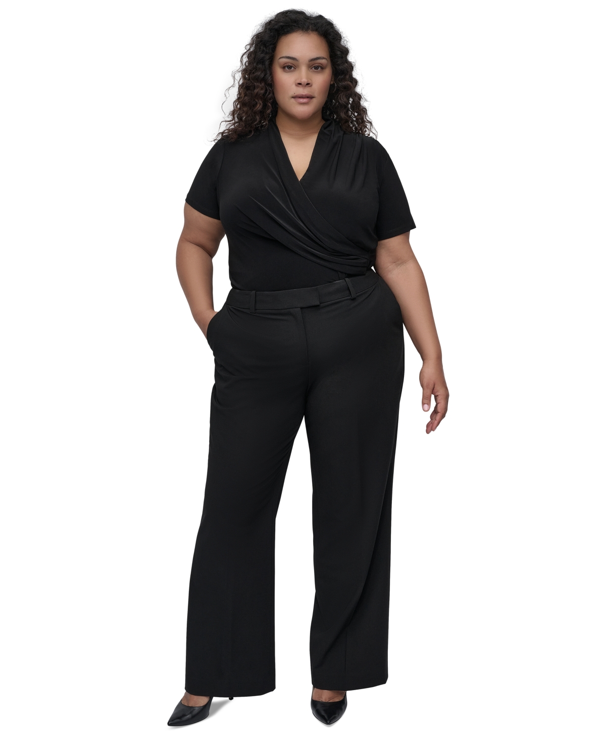 Plus Size Wide-Leg Pants - Black