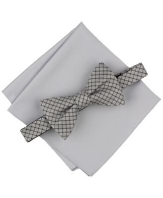 Men's Huron Plaid Bow Tie & Solid Pocket Square Set