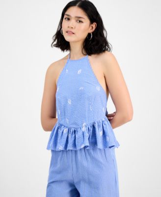 En Saison - Women's Amelie Striped Peplum Top