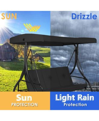 3 Seats Outdoor Swing Hammock with Adjustable Tilt Canopy