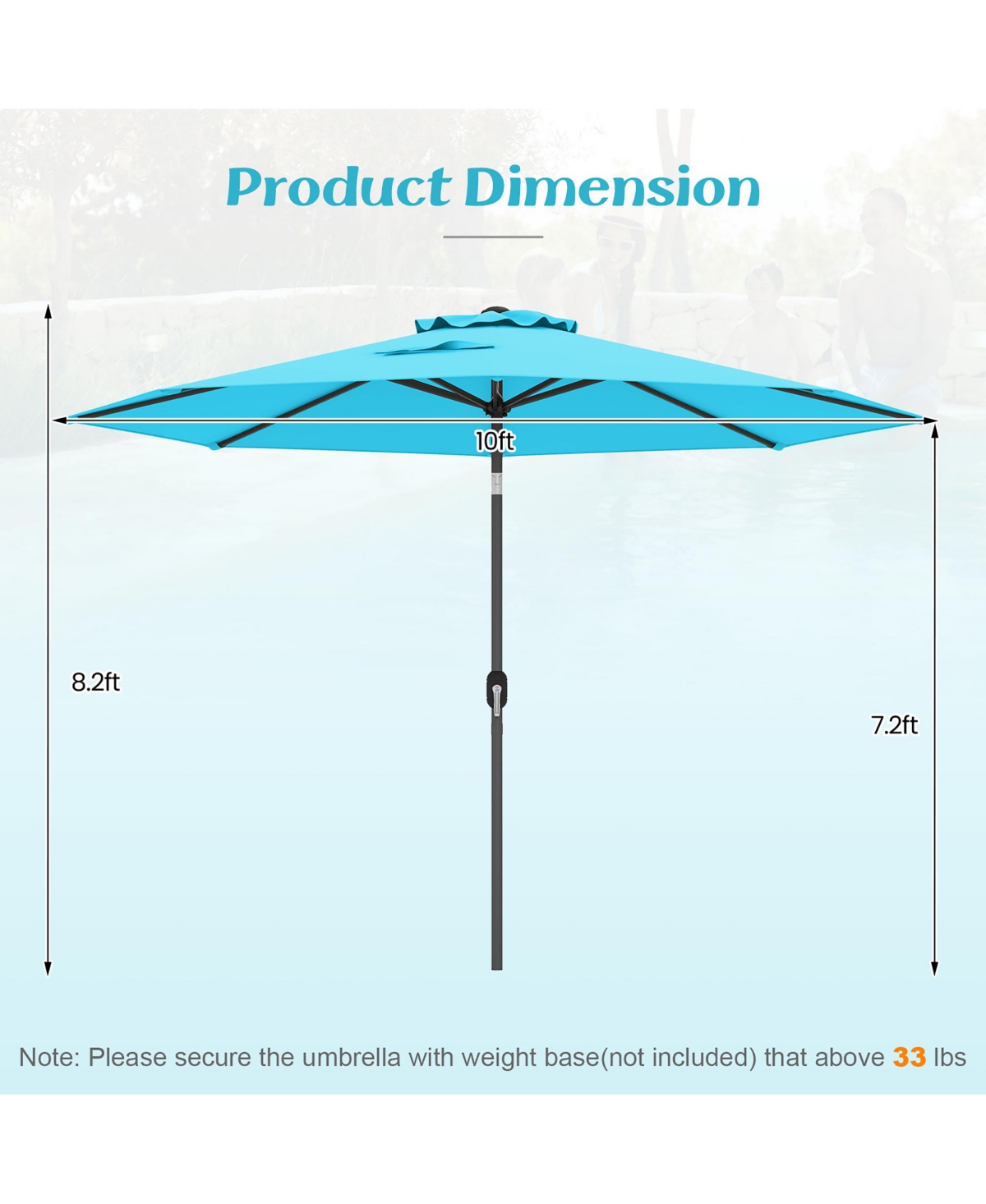Gymax 300 Cm Patio Umbrella Heavy Duty Market w/ Tilt Mechanism Crank Handle
