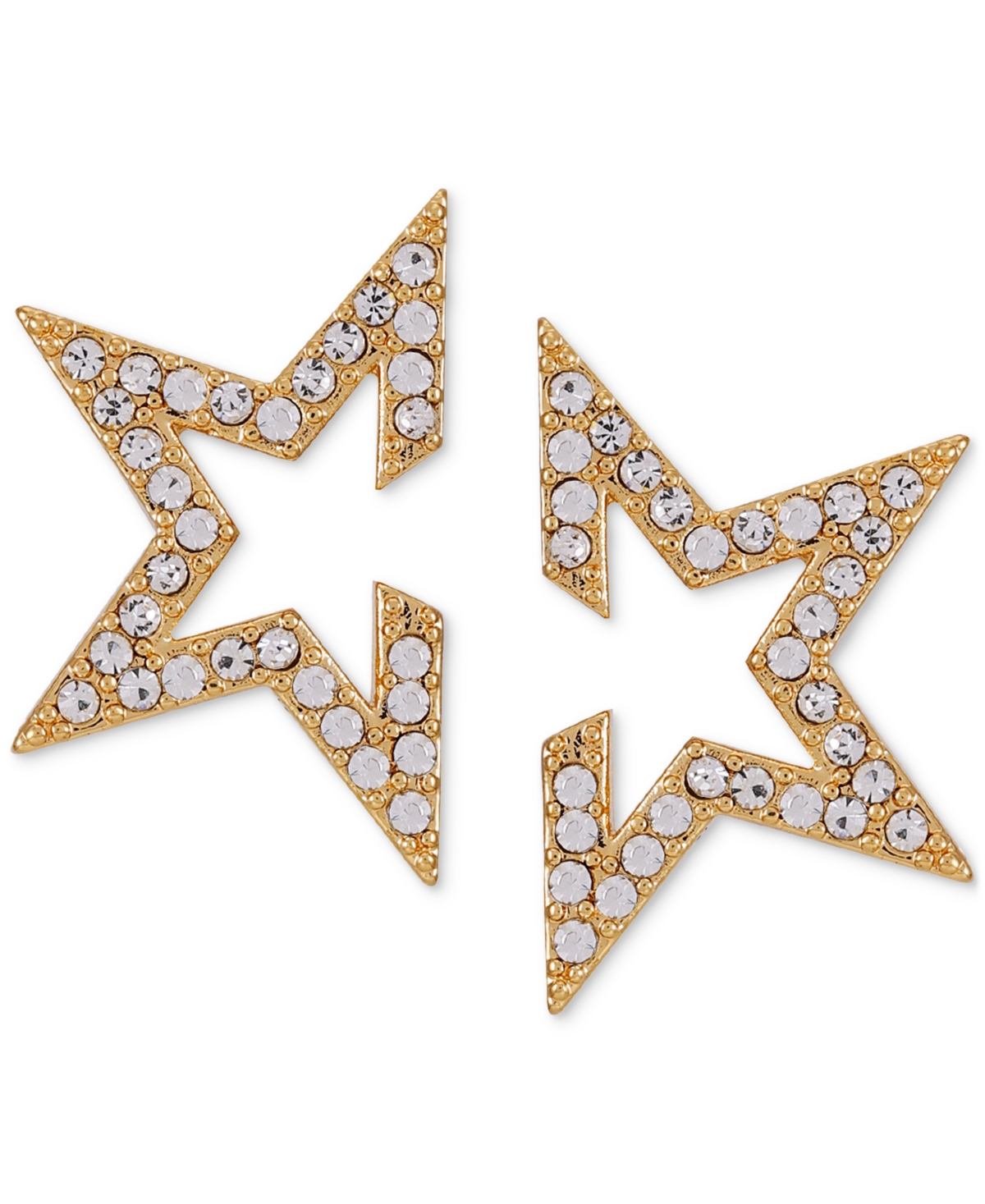 Guess Pave Rhinestone Open Partial Star Stud Earrings