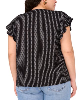 Plus Size Split-Neck Ruffle-Sleeve Blouse