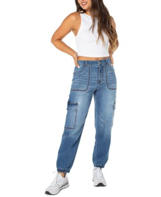Juniors' High Rise Cargo Jogger Jeans