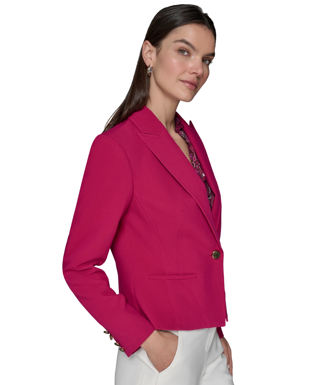 Shop Karl Lagerfeld Women's Peak-lapel Cropped Jacket