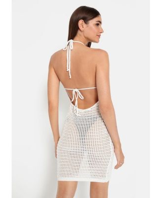 Women's Halter Neck Crochet Cover up Beach Dress