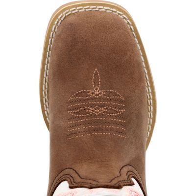 Kids Lil' Rebel Pro Trail Brown and White Western Boot