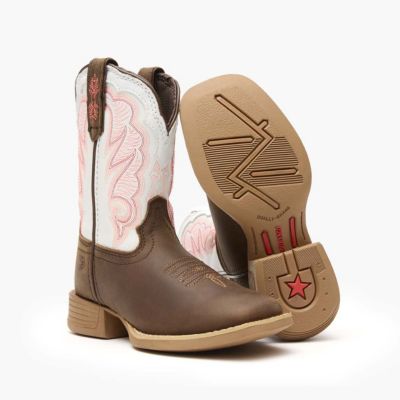 Kids Lil' Rebel Pro Trail Brown and White Western Boot