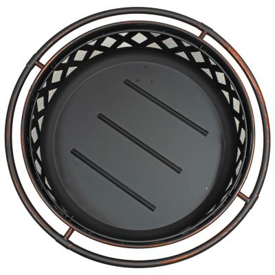 Outdoor Camping or Backyard Crossweave Cut Out Fire Pit with Spark Screen and Log Poker