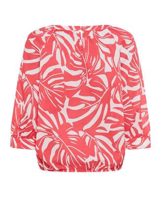 Women's Boat Neck Palm Statement Blouse