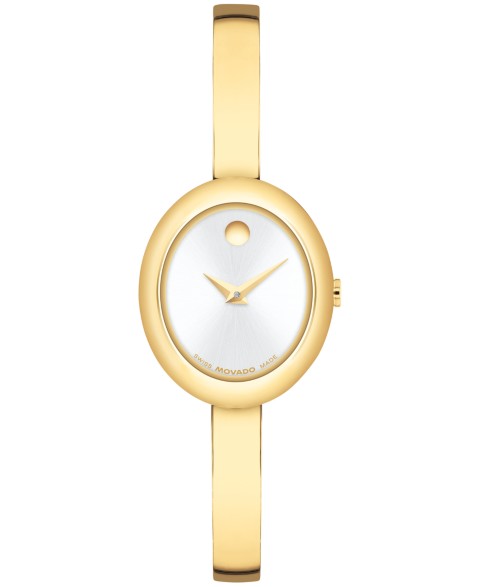 Movado Women's Museum Oval Bangle Swiss Quartz Yellow PVD Watch, 22 x 26mm
