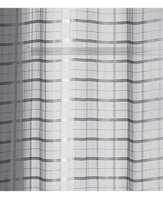 2 Piece Silver Plaid Grommet Top Sheer Window Curtain Panels