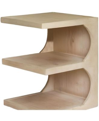 24-Inch Solid Wood Accent Table – Natural Finish with Open Shelf Storage