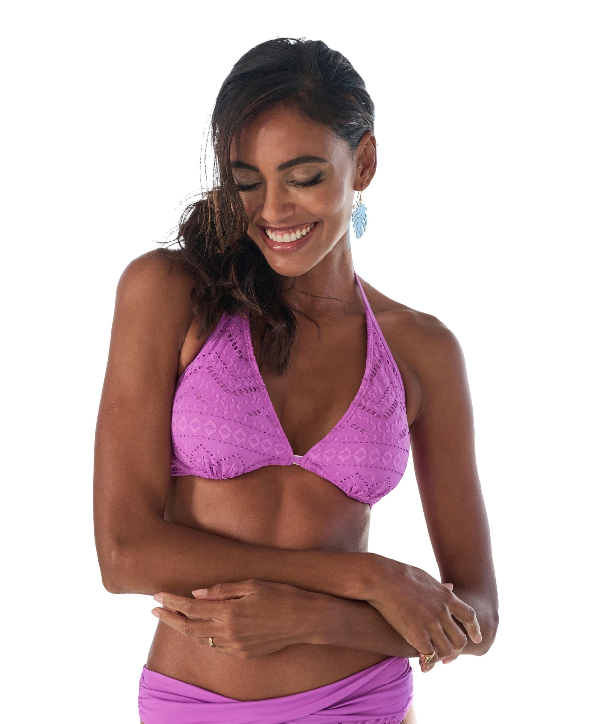 Women's Crochet Underwire Bikini Swimsuit Top - Lilac