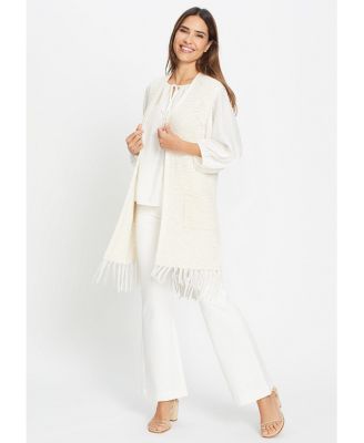 Women's Longline Fringe Trim Vest