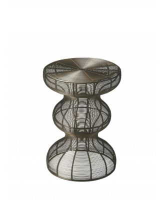 Sculptural Curvy Iron Round End Table with Unique Design