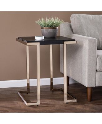 24" Black Geometric Metal Square End Table